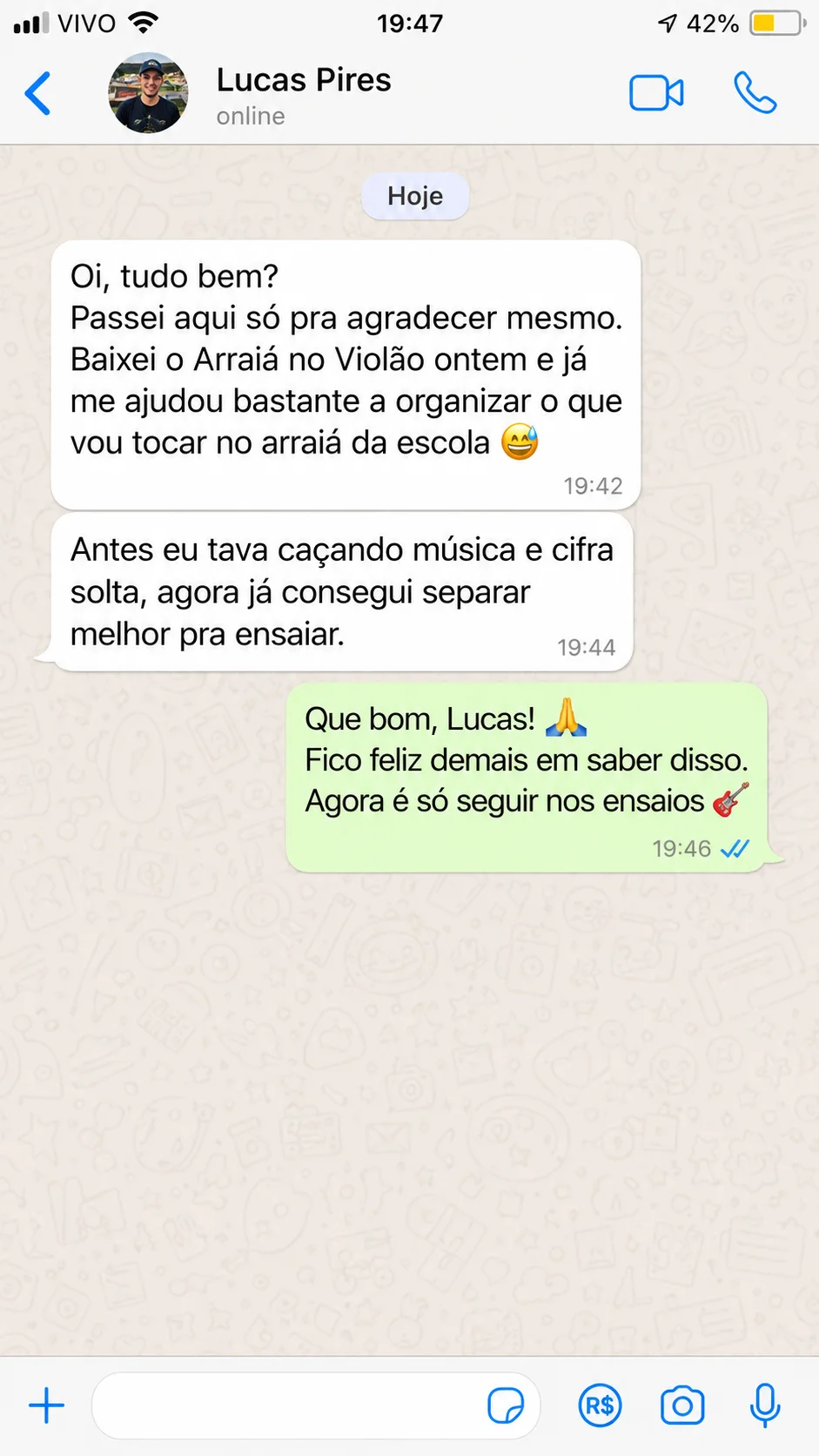Depoimento no WhatsApp