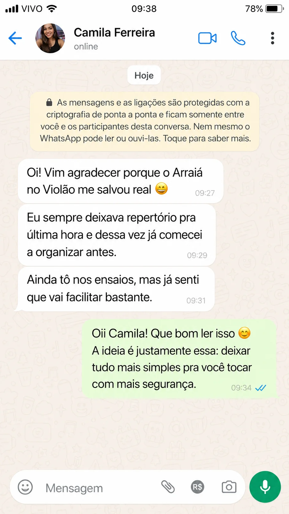 Depoimento no WhatsApp