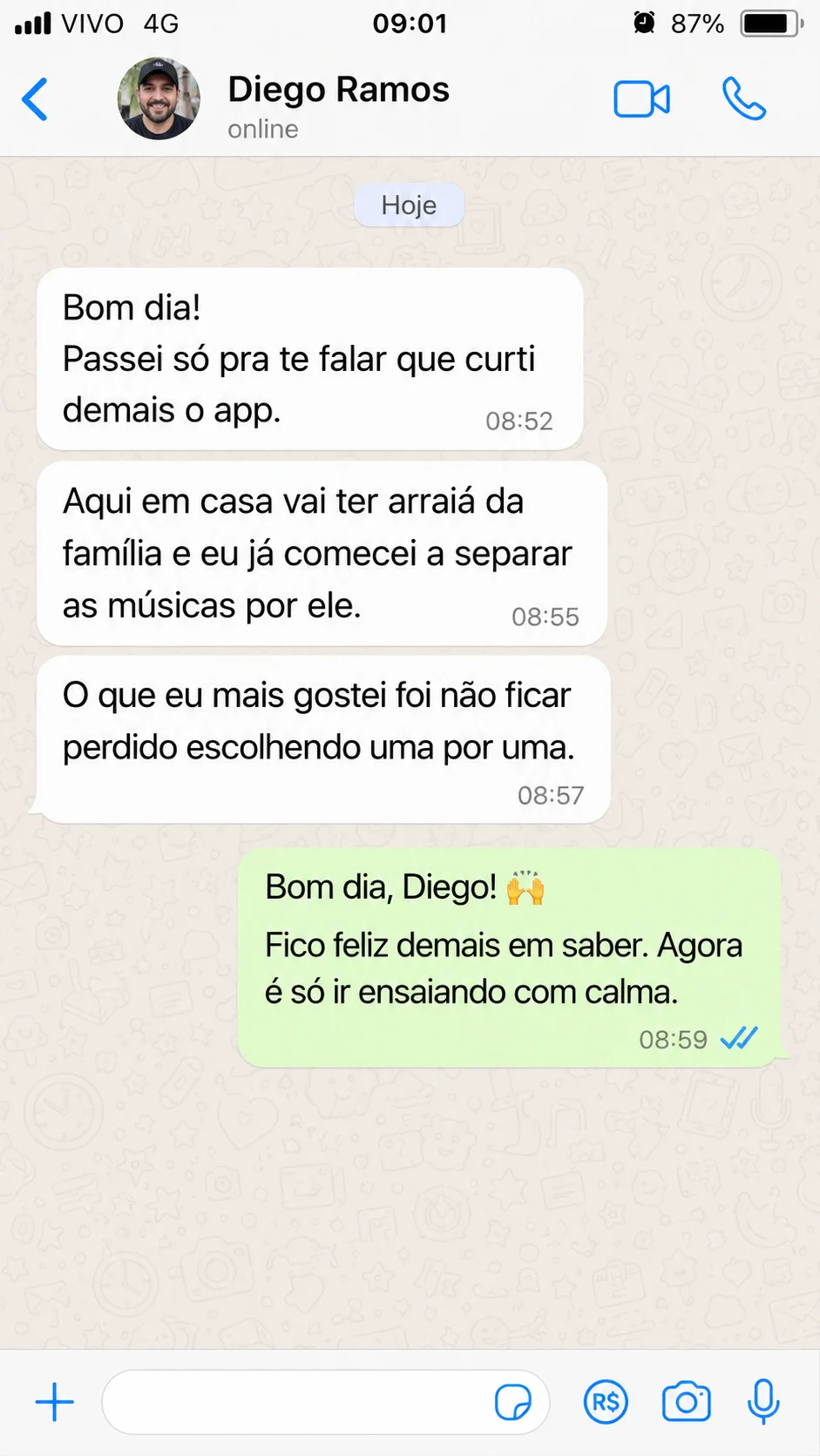 Depoimento no WhatsApp